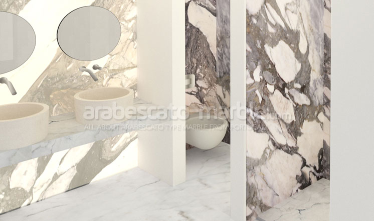 Arabescato marble wall coverings